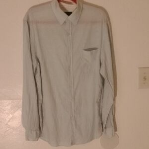 Tricots St Raphael Mens Aqua Linen Button Down Shirt Sz M Mint
